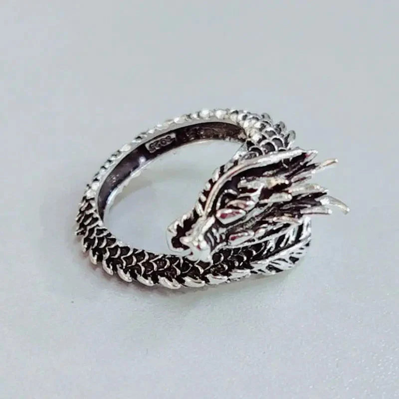 Bague Argent Dragon pour Hommes