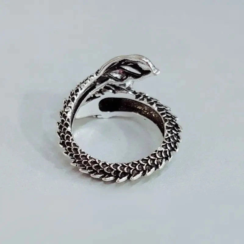 Bague Argent Dragon pour Hommes