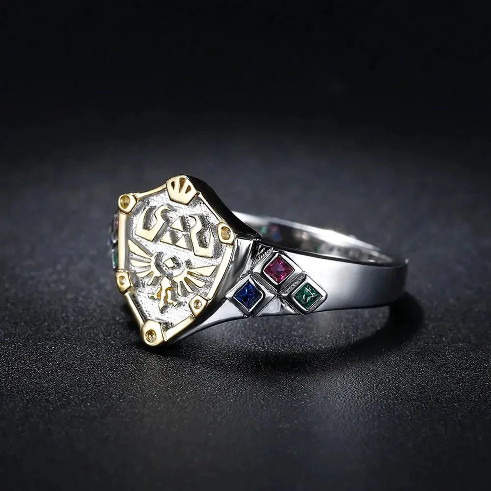 Bague Argent Zelda Bouclier Hylien