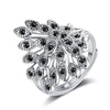 Bague élégante plumes Paon Argent 925