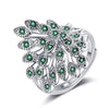 Bague élégante plumes Paon Argent 925