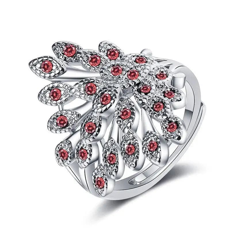 Bague élégante plumes Paon Argent 925