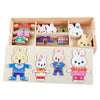 Puzzle en Bois de Changement de Vêtements pour la Famille Ours et Lapin