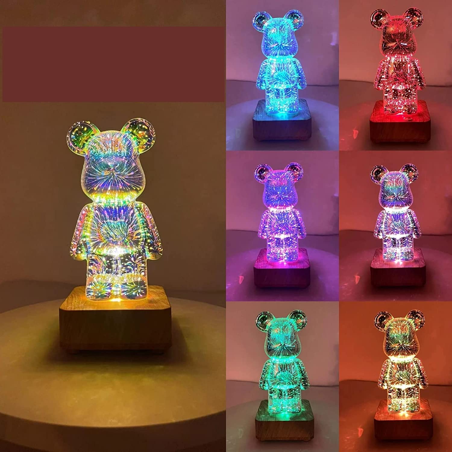 Lampe de Chevet Ourson : Veilleuse 7 Couleurs