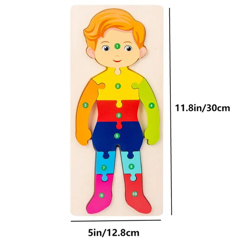 Puzzle en Bois pour Enfants : Animaux, Véhicules et Motifs Colorés
