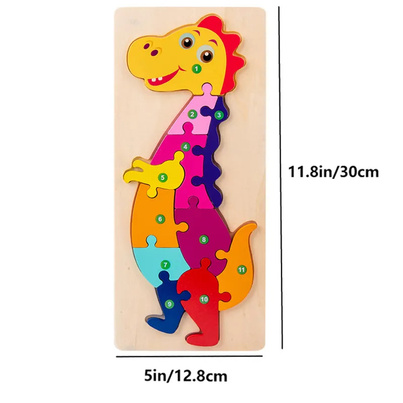 Puzzle en Bois pour Enfants : Animaux, Véhicules et Motifs Colorés