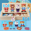 Puzzle en Bois de Changement de Vêtements pour la Famille Ours et Lapin