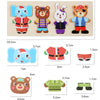 Puzzle en Bois de Changement de Vêtements pour la Famille Ours et Lapin