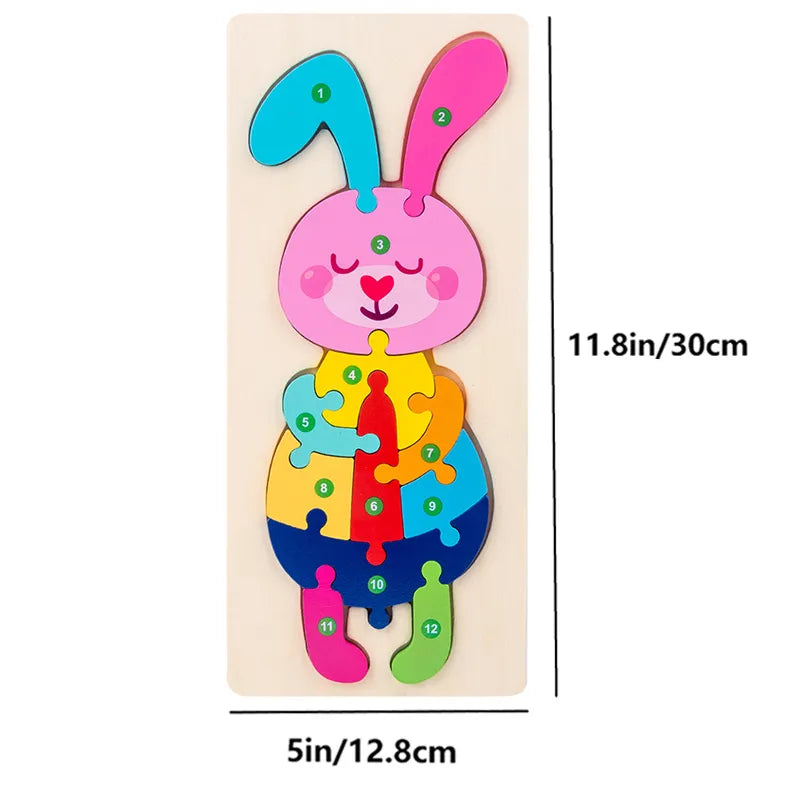 Puzzle en Bois pour Enfants : Animaux, Véhicules et Motifs Colorés