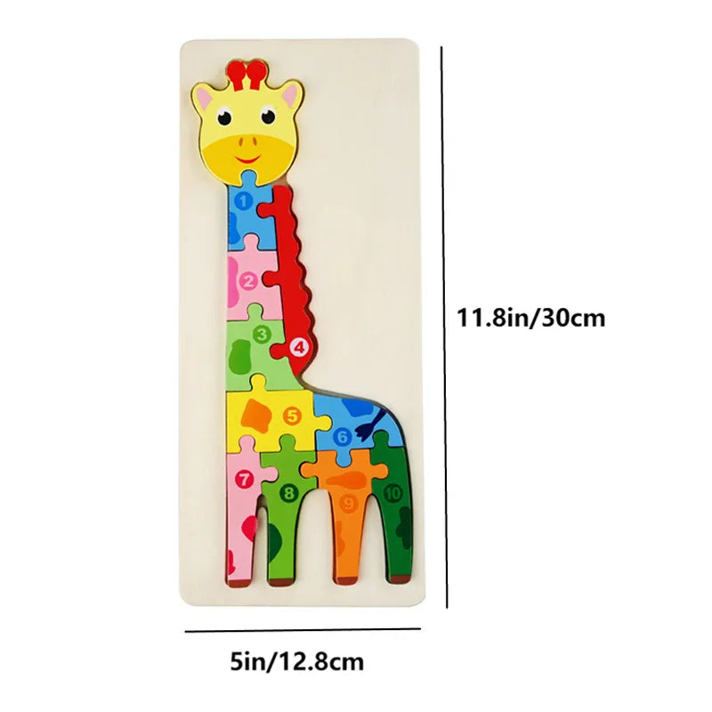 Puzzle en Bois pour Enfants : Animaux, Véhicules et Motifs Colorés