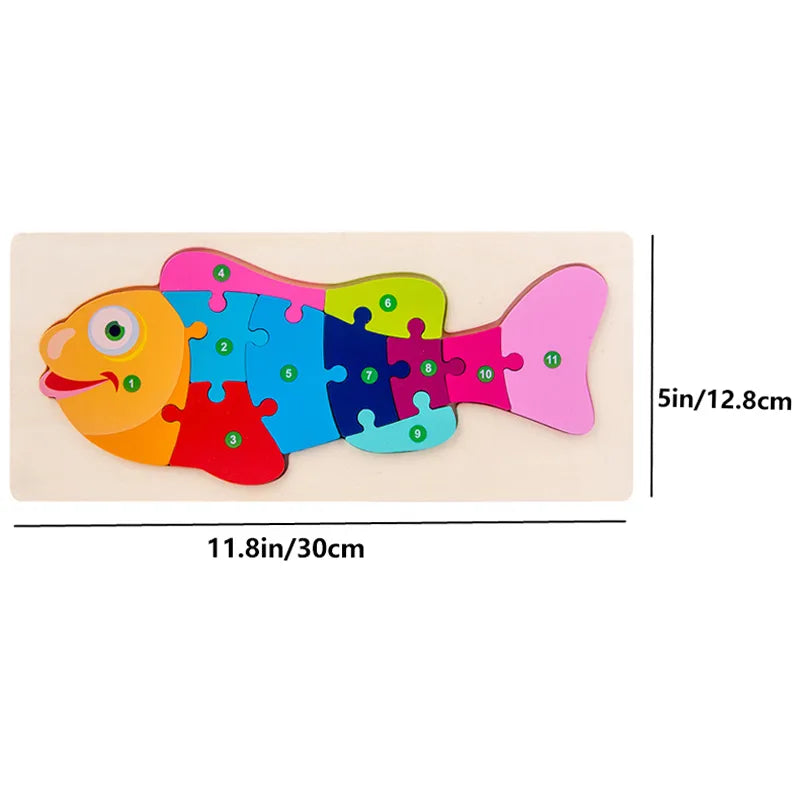 Puzzle en Bois pour Enfants : Animaux, Véhicules et Motifs Colorés