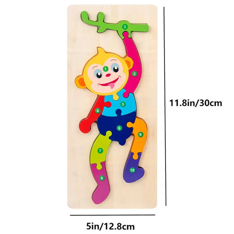 Puzzle en Bois pour Enfants : Animaux, Véhicules et Motifs Colorés