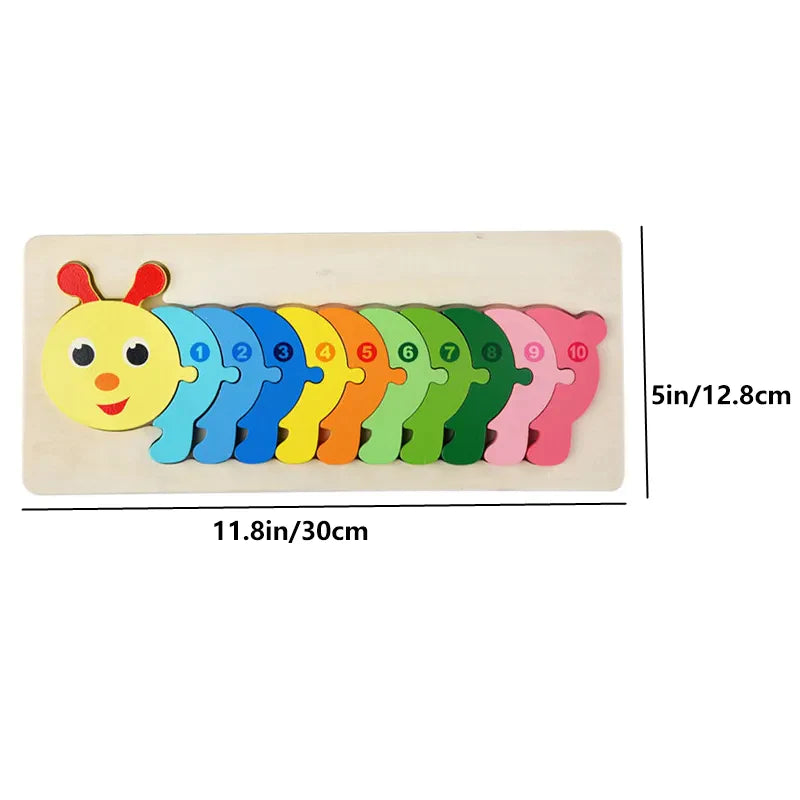 Puzzle en Bois pour Enfants : Animaux, Véhicules et Motifs Colorés