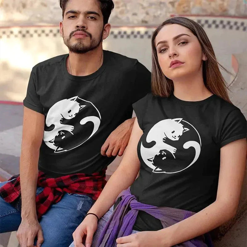 Tee shirt Chat Ying Yang 100% coton