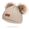 Bonnet en laine double pompon pour enfants