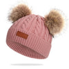 Bonnet en laine double pompon pour enfants