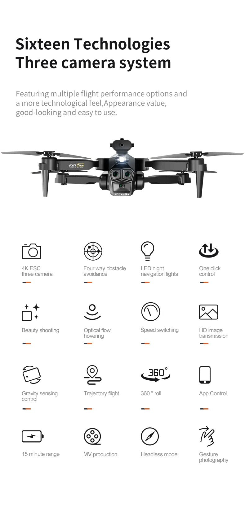 Explorez le Ciel avec le Drone K10 Max 4K et sa Caméra HD 8K