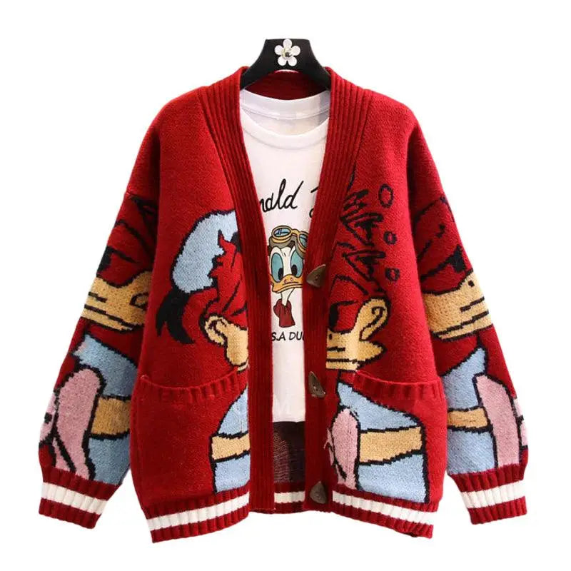 Gilet pull épais tricoté Donald Duck