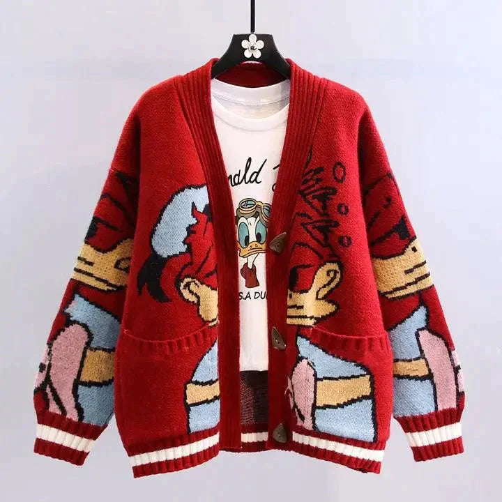 Gilet pull épais tricoté Donald Duck
