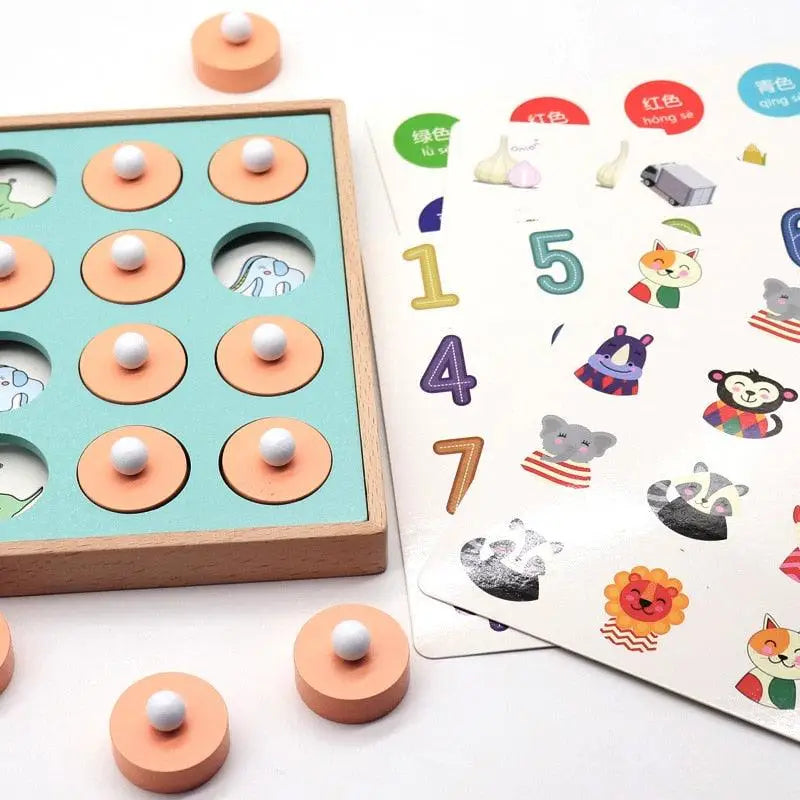 Jeu de mémoire Montessori en bois 3D pour enfants