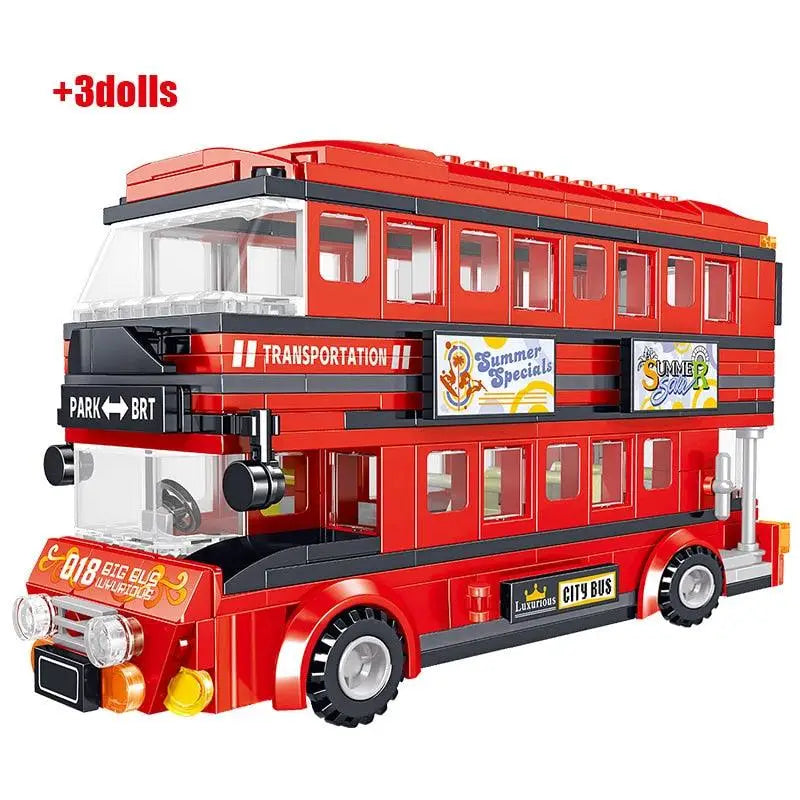 Jouet de construction Bus de transport rouge Anglais