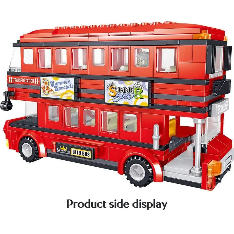 Jouet de construction Bus de transport rouge Anglais