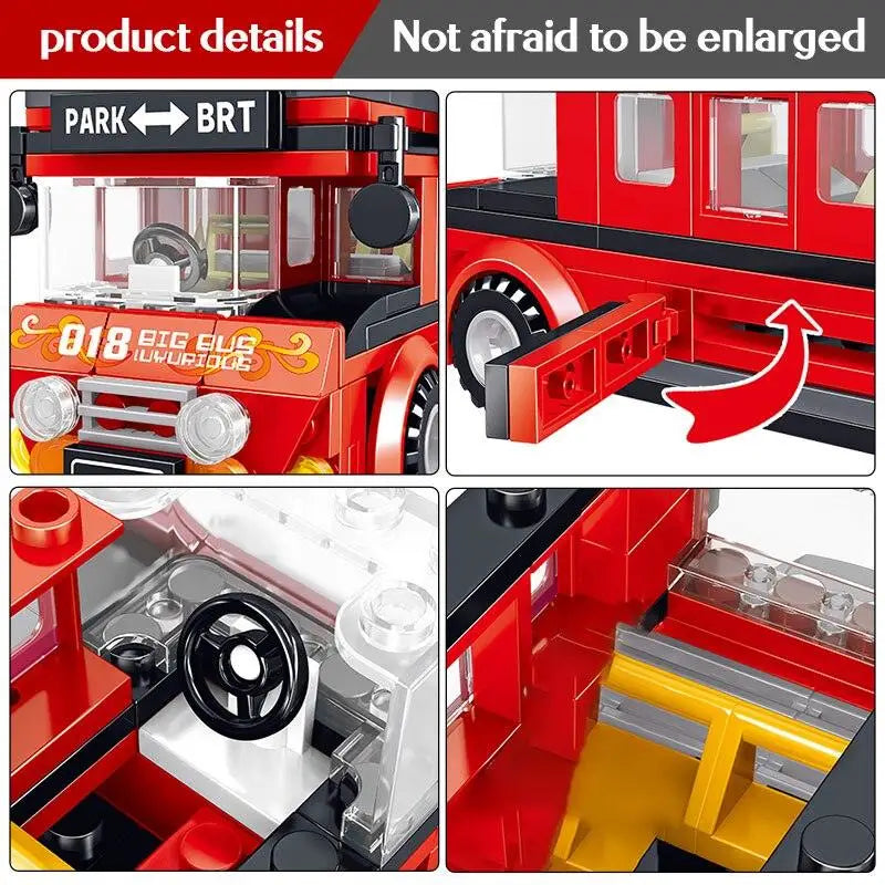 Jouet de construction Bus de transport rouge Anglais