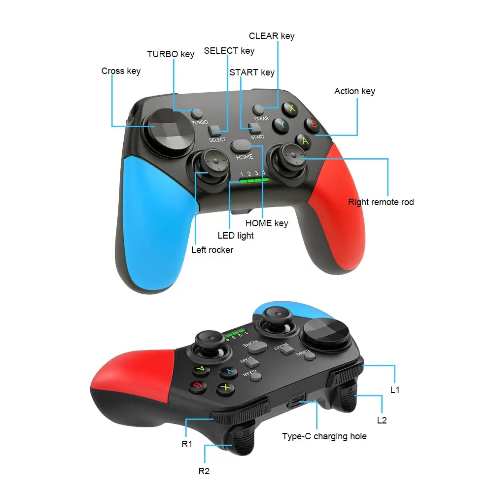 Manette de jeu Bluetooth pour Switch et PC