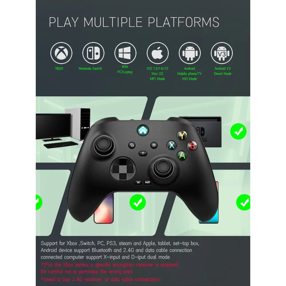 Manette de jeu sans fil Bluetooth pour PC