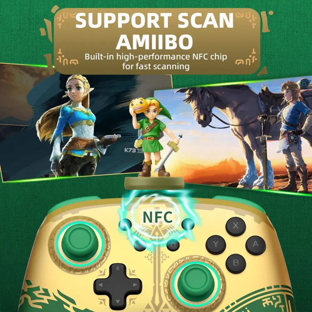 Manette Nintendo Switch OLED Vert Doré Zelda TOTK