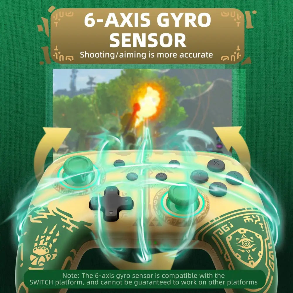 Manette Nintendo Switch OLED Vert Doré Zelda TOTK