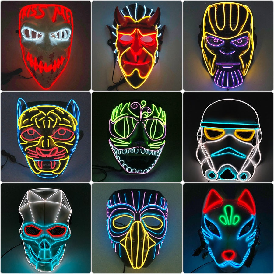 Masque Halloween LED Néon