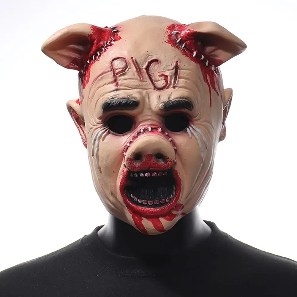 Masque Halloween Tête de Cochon Ensanglanté