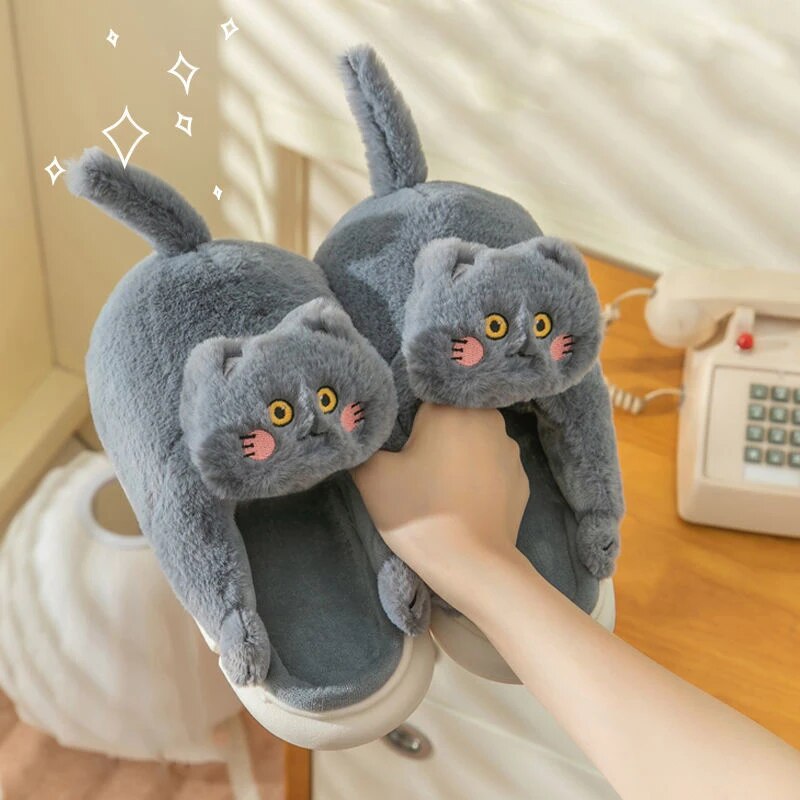 Pantoufles Chats Mignons Peluche