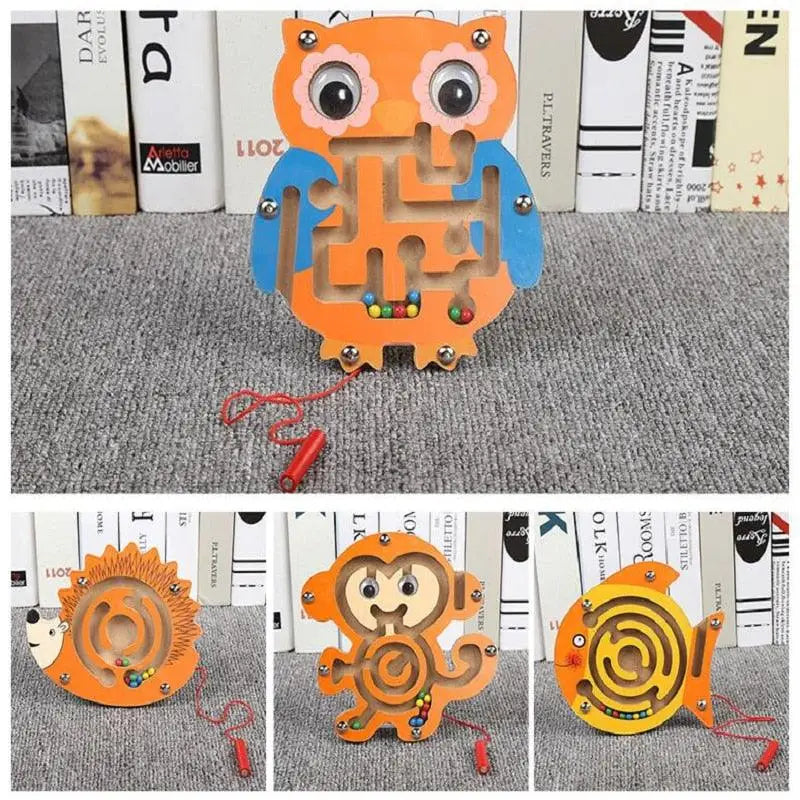 Puzzle de labyrinthe en bois en forme d'animal