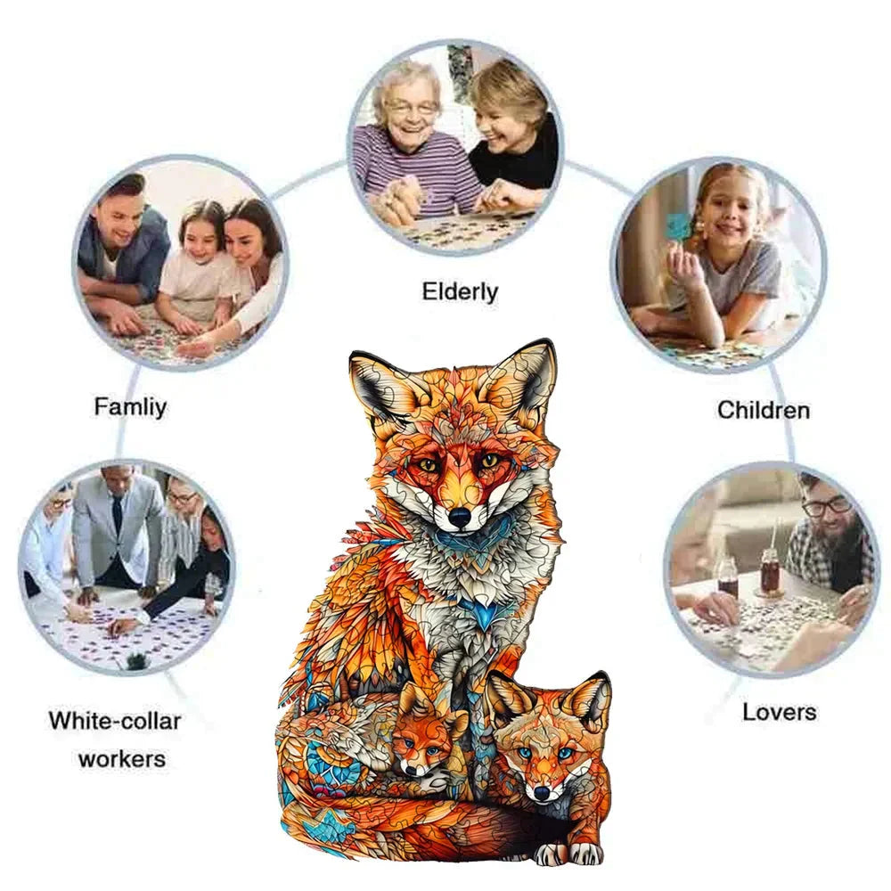 Puzzle en bois Famille de renards