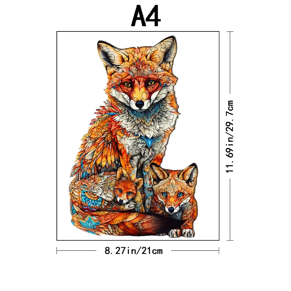 Puzzle en bois Famille de renards