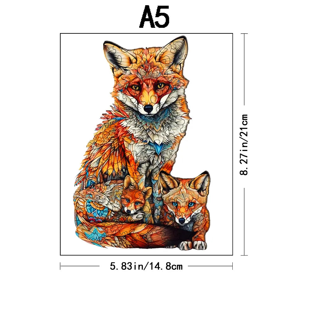 Puzzle en bois Famille de renards