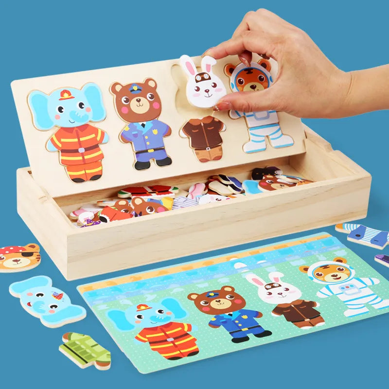 Puzzle Éducatif Famille ourson et éléphant