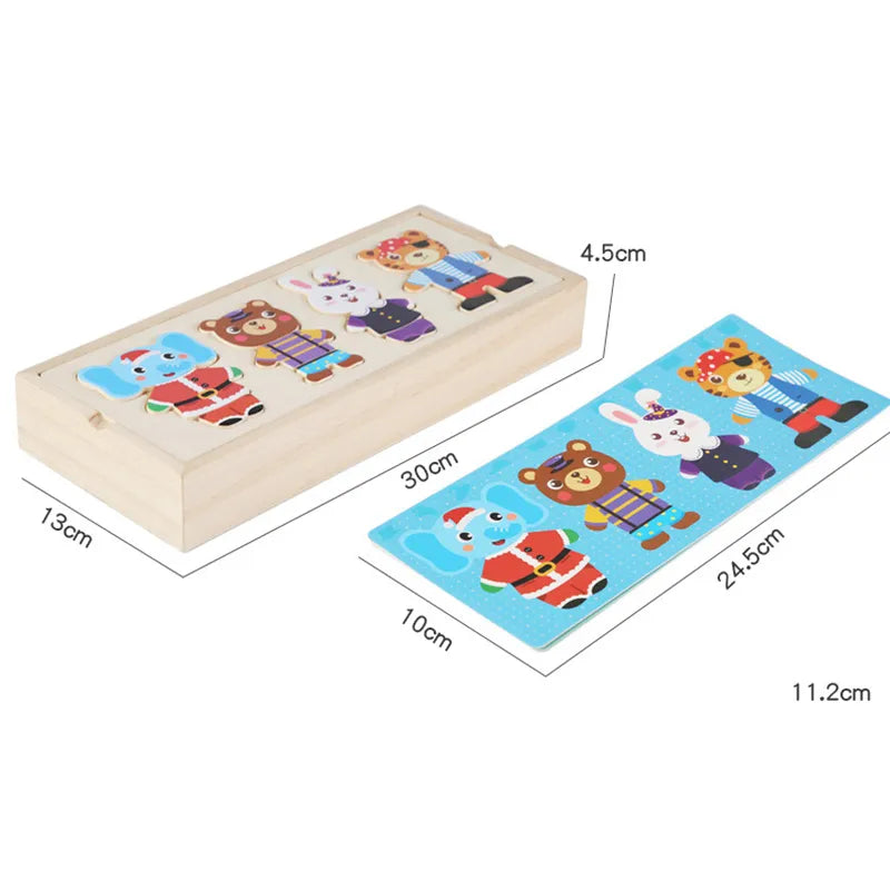 Puzzle Éducatif Famille ourson et éléphant