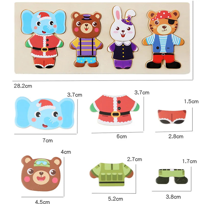 Puzzle Éducatif Famille ourson et éléphant