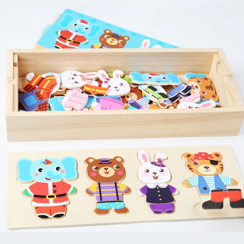 Puzzle Éducatif Famille ourson et éléphant