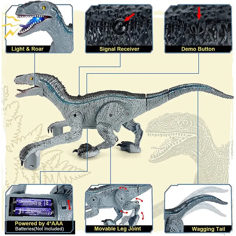 Robot dinosaure télécommandé avec lumière