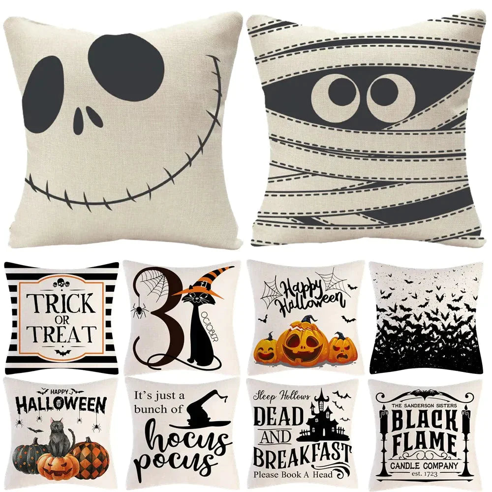 Taie coussin en lin décoration canapé Halloween