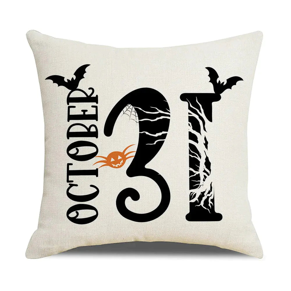 Taie coussin en lin décoration canapé Halloween