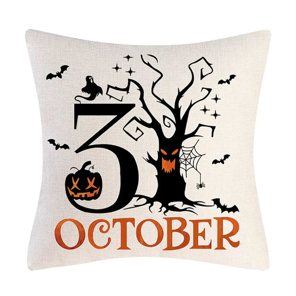 Taie coussin en lin décoration canapé Halloween