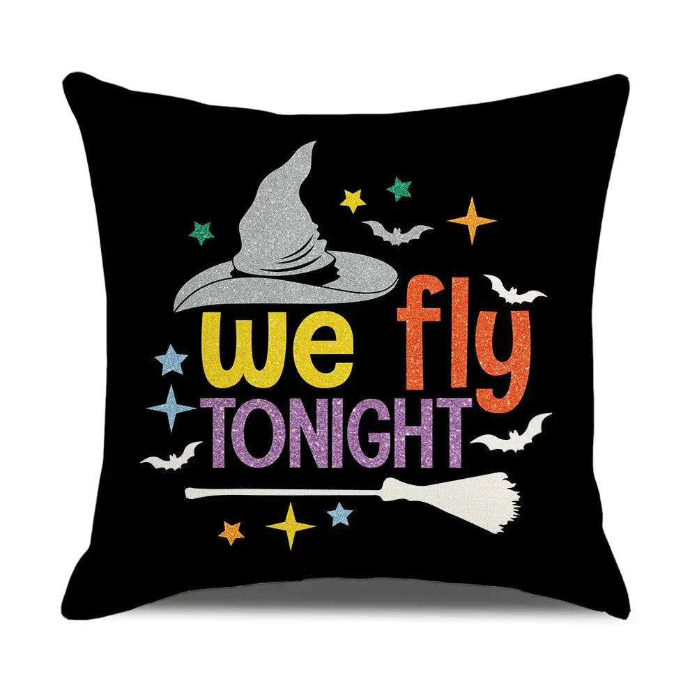 Taie coussin en lin décoration canapé Halloween