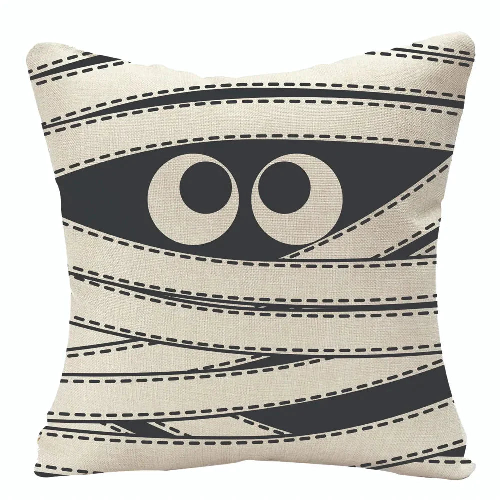 Taie coussin en lin décoration canapé Halloween