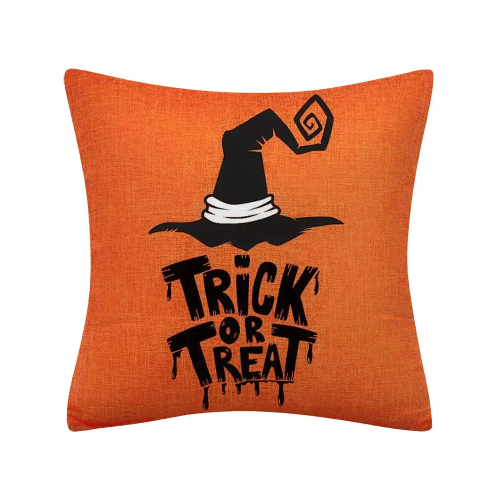 Taie coussin en lin décoration canapé Halloween