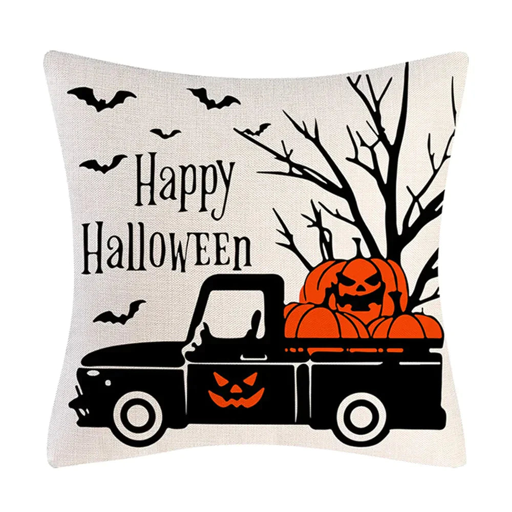 Taie coussin en lin décoration canapé Halloween